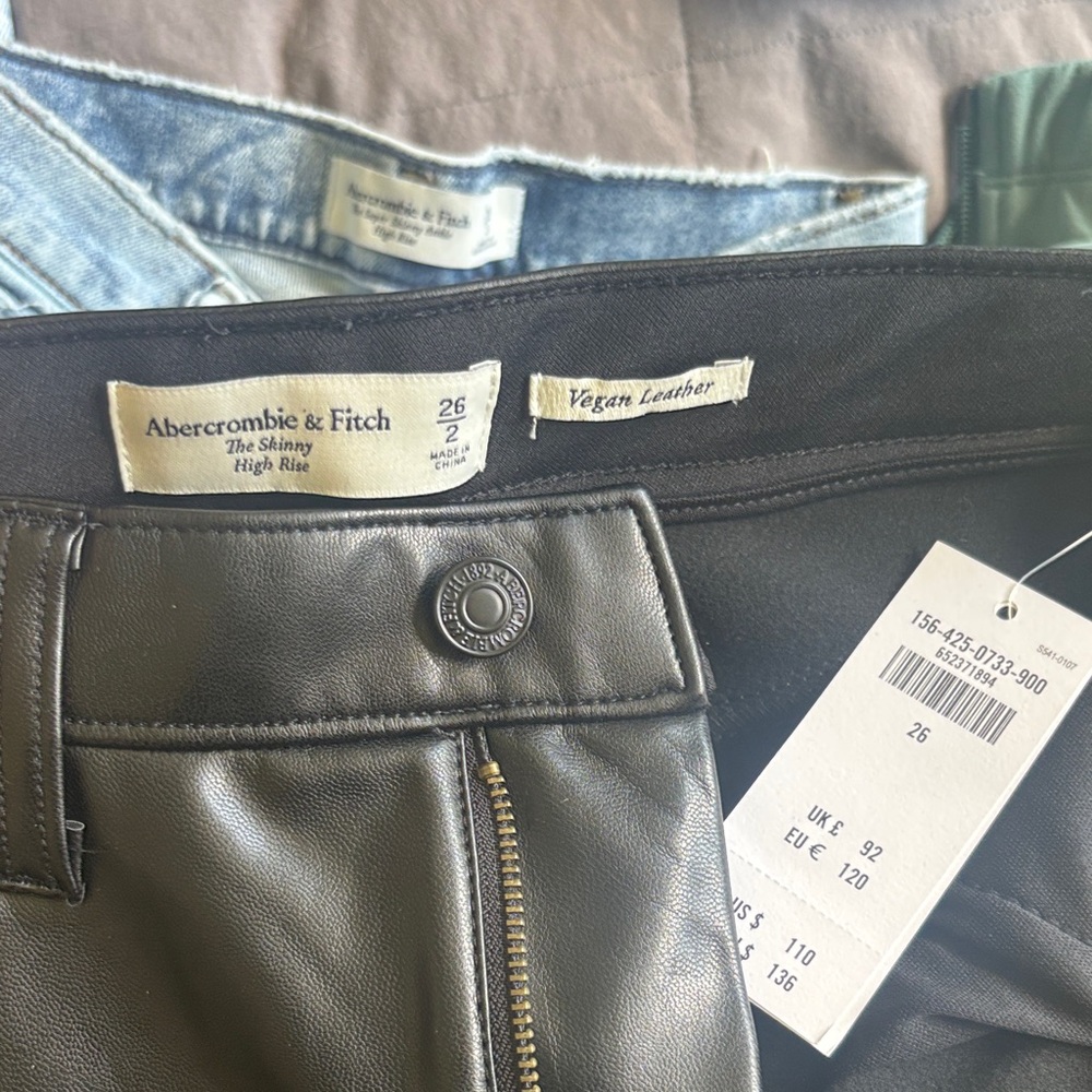 Abercrombie & Fitch Black Vegan Leather Trousers